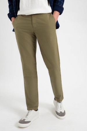 Calças Ben Sherman Beatnik Oxford Slim Taper Garment Dye Chino Luz Verde Oliva | SBEC83460