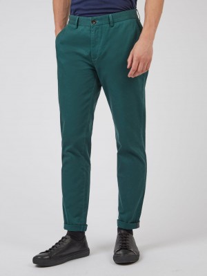 Calças Ben Sherman Signature Slim Stretch Chino Verdes | QMFE39147