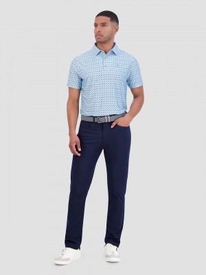 Camisa Polo Ben Sherman Chequerboard Geo Azuis | UZVX56714