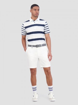 Camisa Polo Ben Sherman Mixed Mod Stripes Tech Jersey Sports Fit Azuis | DFKH37965