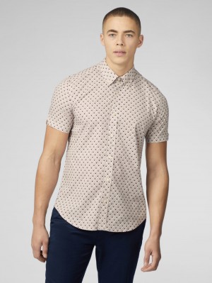 Camisas Ben Sherman Block Geo Vermelhas Escuro | EUZH30685