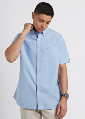 Camisas Ben Sherman Brighton Oxford Organic Azuis | WTGX91376