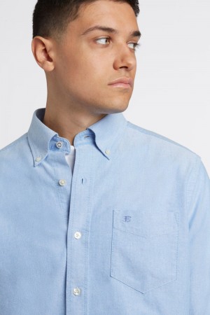 Camisas Ben Sherman Brighton Oxford Organic Azuis | FSTA87201