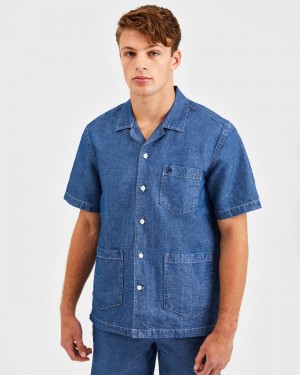 Camisas Ben Sherman Hastings Garment Dye Chambray Azul Anil | ZEFG81759