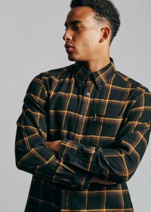 Camisas Ben Sherman Oversized Brushed Check Pretas | SPLH97501