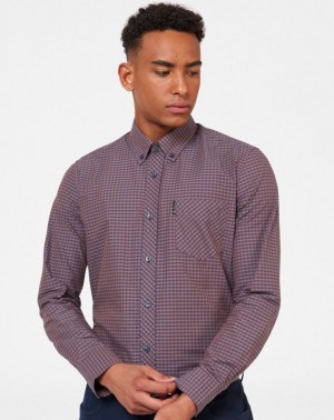 Camisas Ben Sherman Signature Gingham Long-Sleeve Roxo | JEWM32658