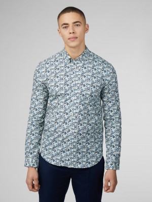 Camisas Ben Sherman Signature Multicolor Floral Azuis | CMGJ58217