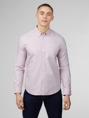 Camisas Ben Sherman Signature Oxford Long Sleeve Roxo | BIHJ56824