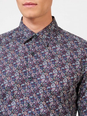 Camisas Ben Sherman Winter Floral Roxo | SVXN35280