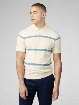 Knitwear Ben Sherman Signature Argyle Stripe Polo Branco | PIOT40926