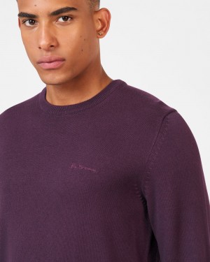 Knitwear Ben Sherman Signature Crewneck Roxo | YCFN28960