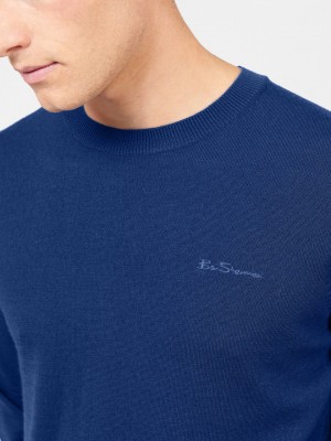 Knitwear Ben Sherman Signature Merino Crewneck Azuis | EJFH04796