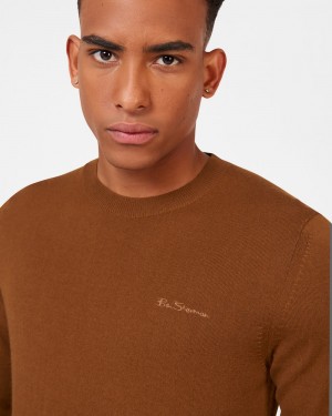 Knitwear Ben Sherman Signature Merino Crewneck Marrom | ABMG09513