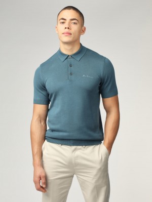 Knitwear Ben Sherman Signature Short Sleeve Polo Turquesa | QFAU10986