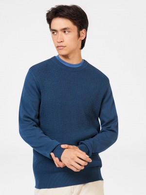 Knitwear Ben Sherman Textured Crewneck Azul Anil | VDFE39608