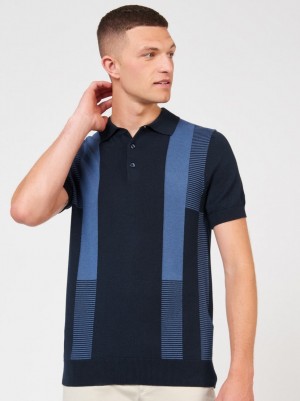 Suéteres Com Gola Polo Ben Sherman Intarsia Stripe Azul Marinho | MROS84135