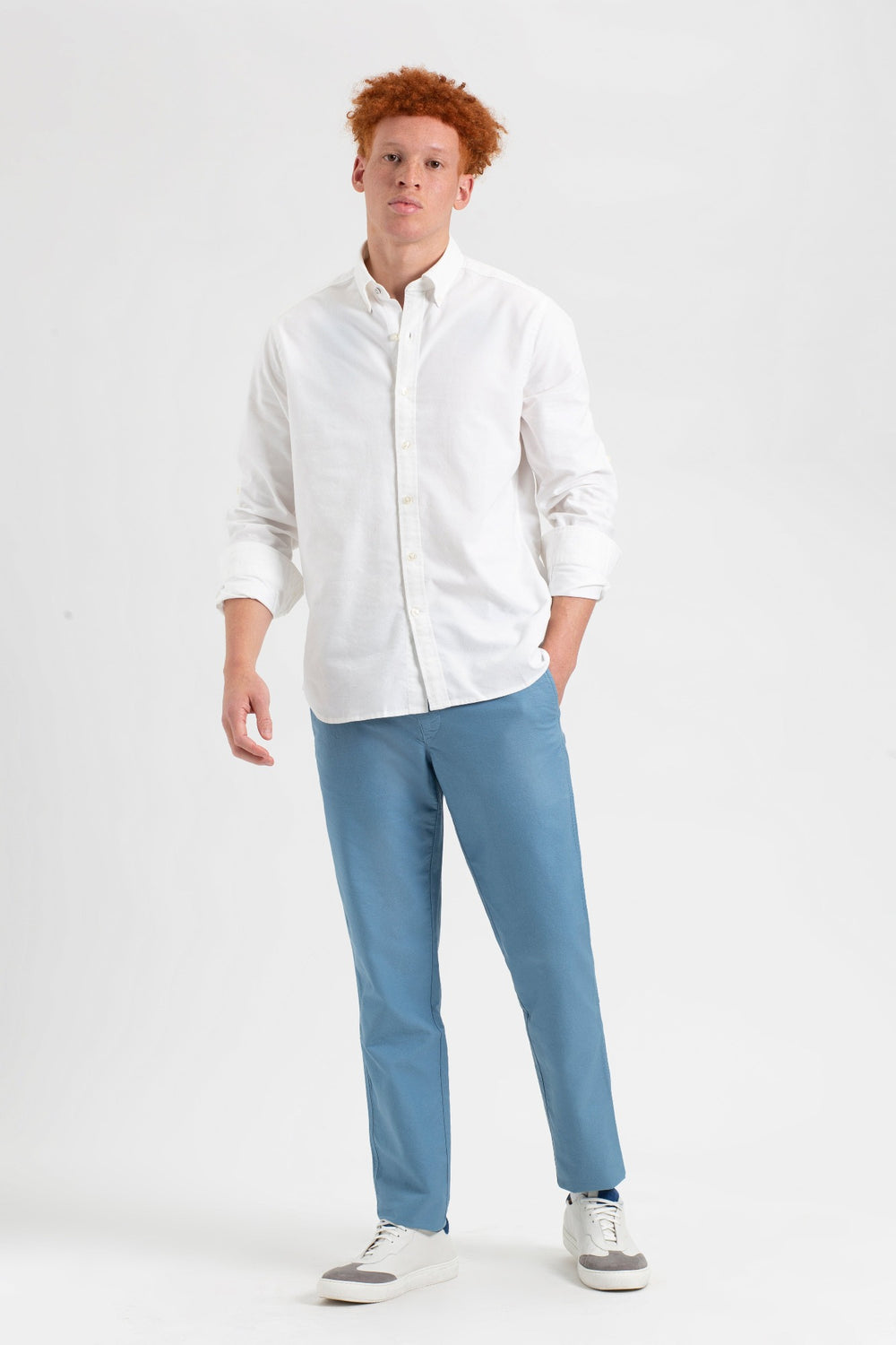 Calças Ben Sherman Beatnik Oxford Slim Taper Garment Dye Chino Azuis | EKGW02439