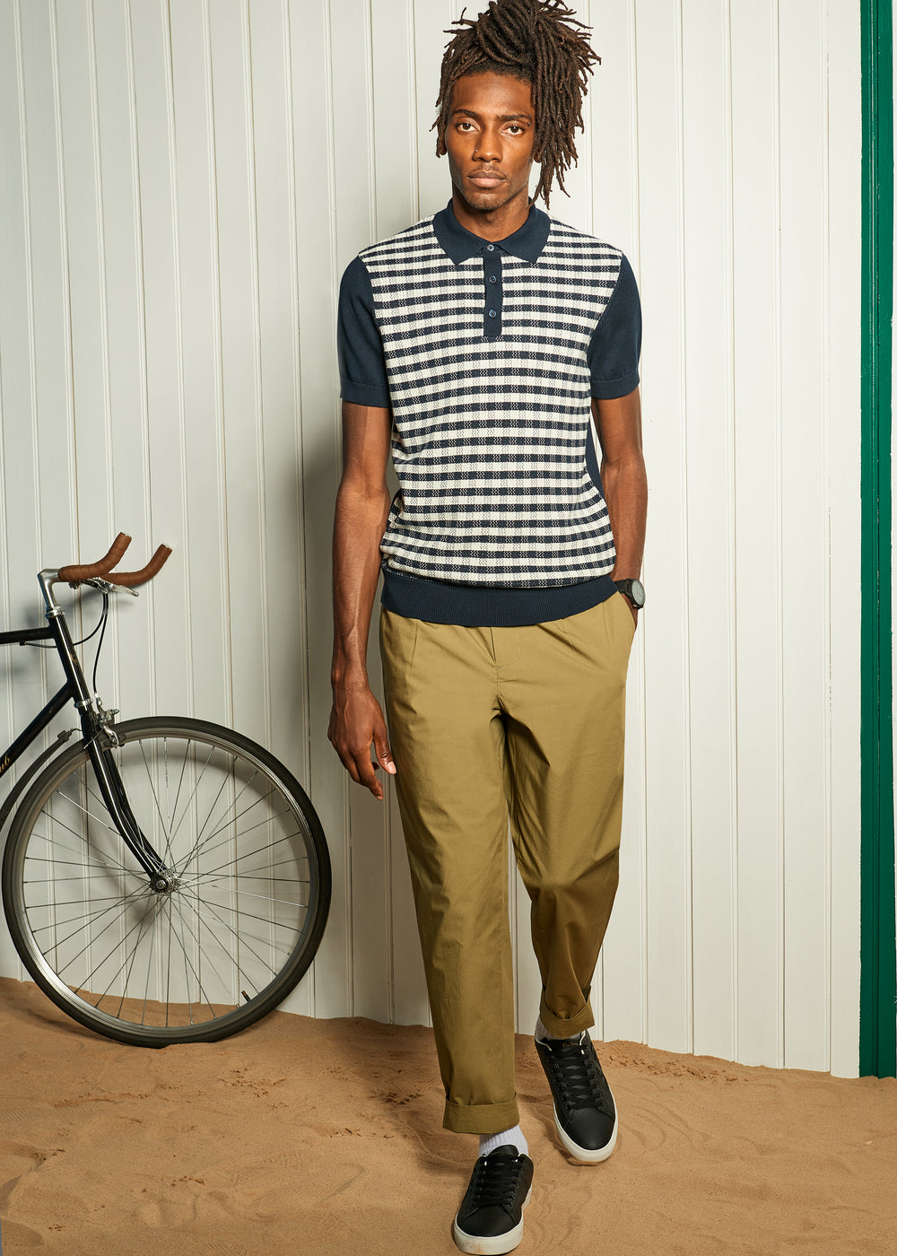 Calças Ben Sherman Poplin Relaxed-Taper Pleated Verde Oliva | LCFW32951