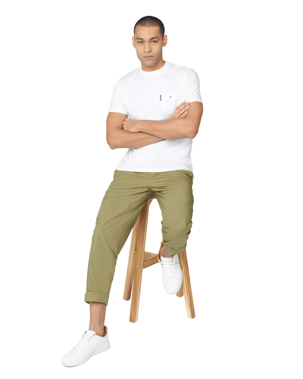 Calças Ben Sherman Poplin Relaxed-Taper Pleated Verde Oliva | LCFW32951