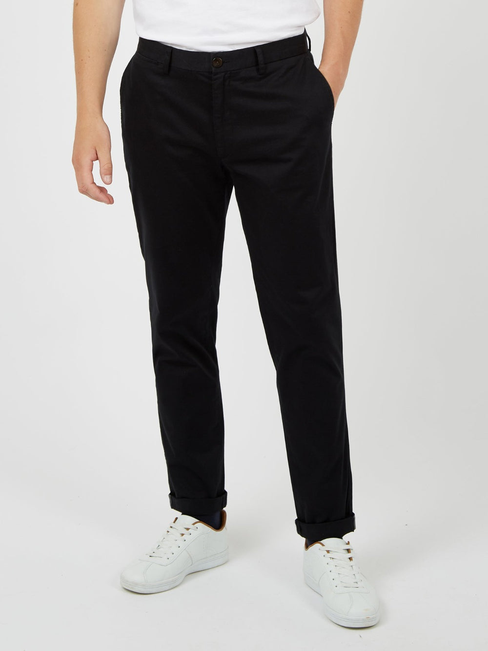 Calças Ben Sherman Signature Slim Stretch Chino Pretas | HNPS65173