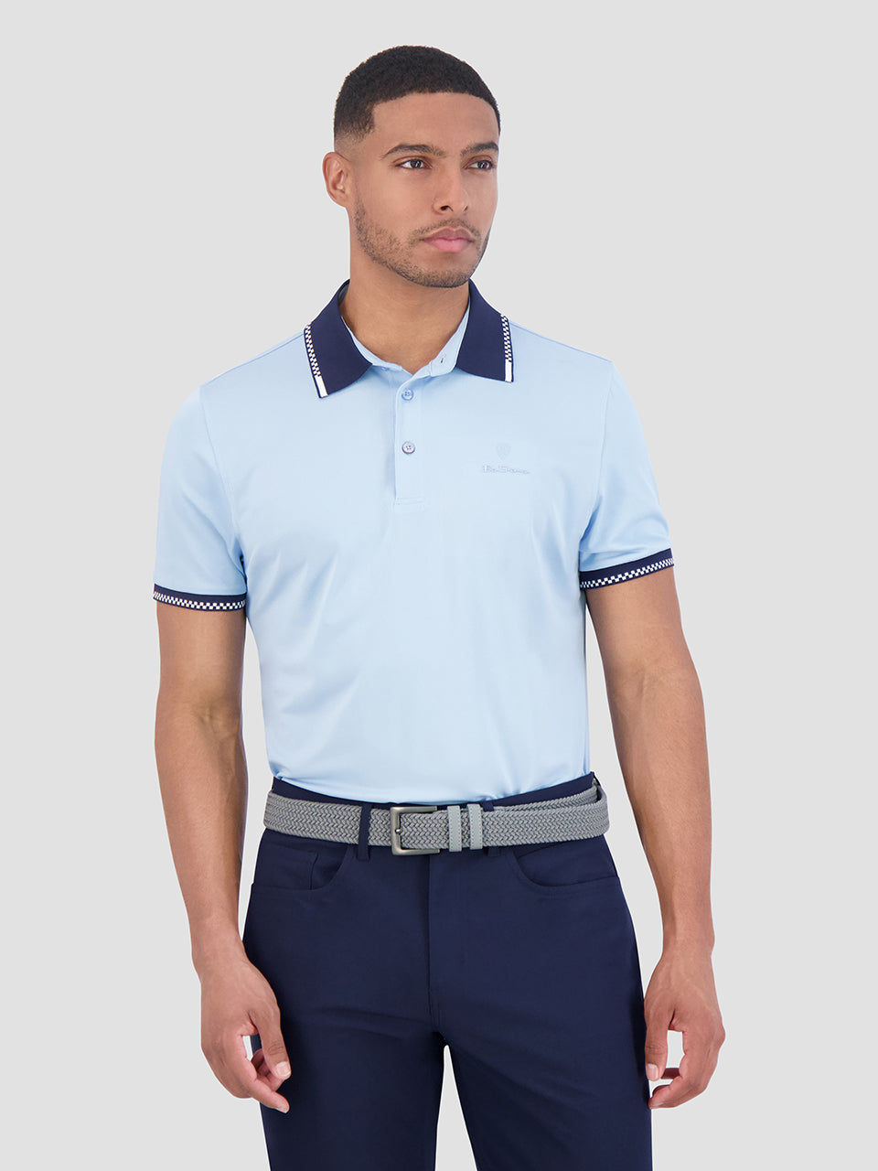 Camisa Polo Ben Sherman Checker Rib Air Pique Sports Fit Azuis | TBUA54193