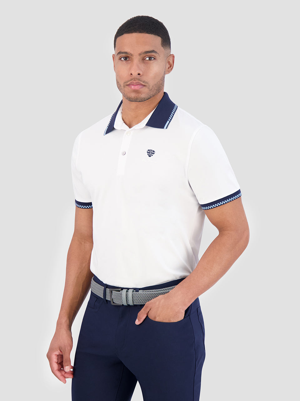 Camisa Polo Ben Sherman Checker Rib Air Pique Sports Fit Branco | UXNK26095