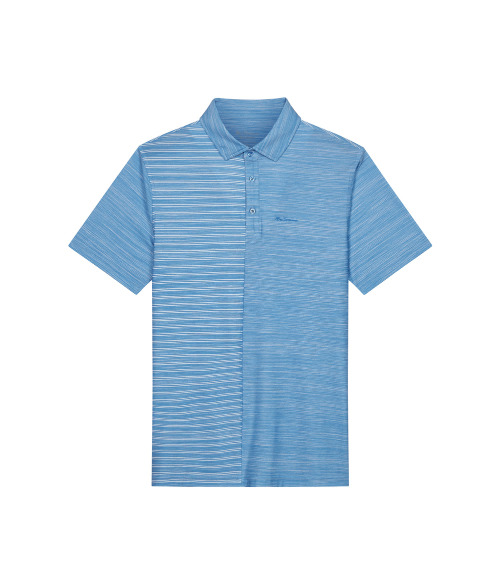 Camisa Polo Ben Sherman Melange Stripes Color Block Tech Jersey Sports Fit Azuis | FCEA38497