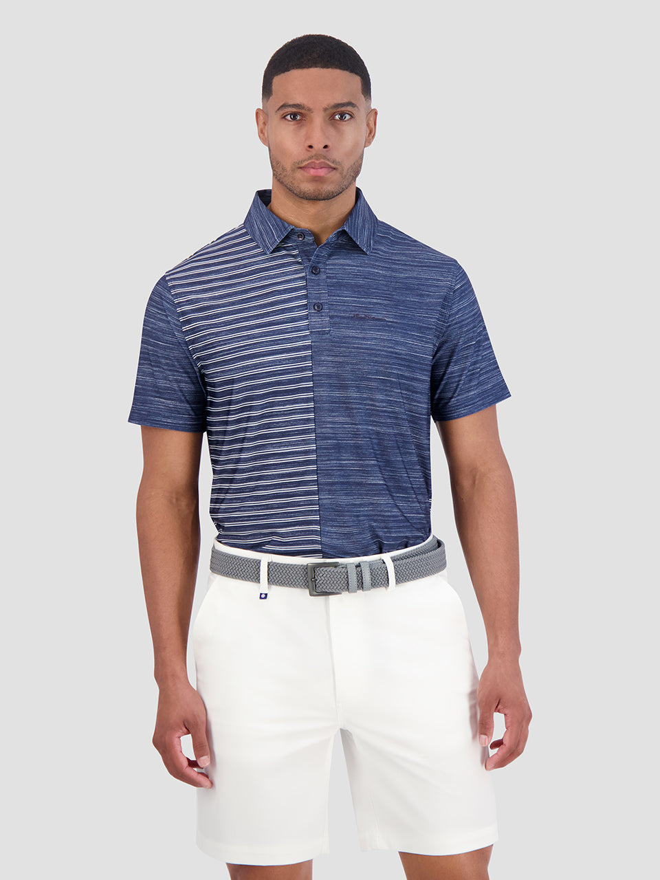 Camisa Polo Ben Sherman Melange Stripes Color Block Tech Jersey Sports Fit Azul Marinho | YICG56297