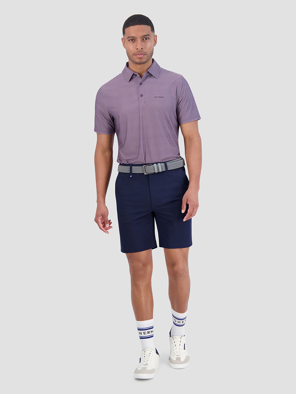 Camisa Polo Ben Sherman Mini Stripes Tech Jersey Sports Fit Roxo | HYGJ26059