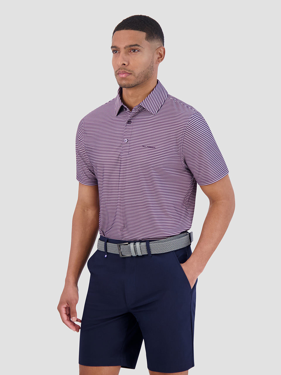 Camisa Polo Ben Sherman Mini Stripes Tech Jersey Sports Fit Roxo | HYGJ26059