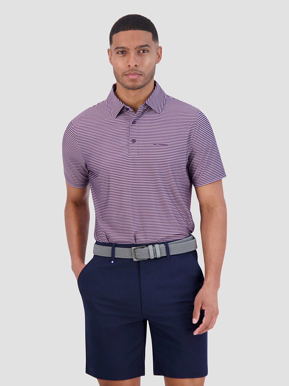 Camisa Polo Ben Sherman Mini Stripes Tech Jersey Sports Fit Roxo | HYGJ26059