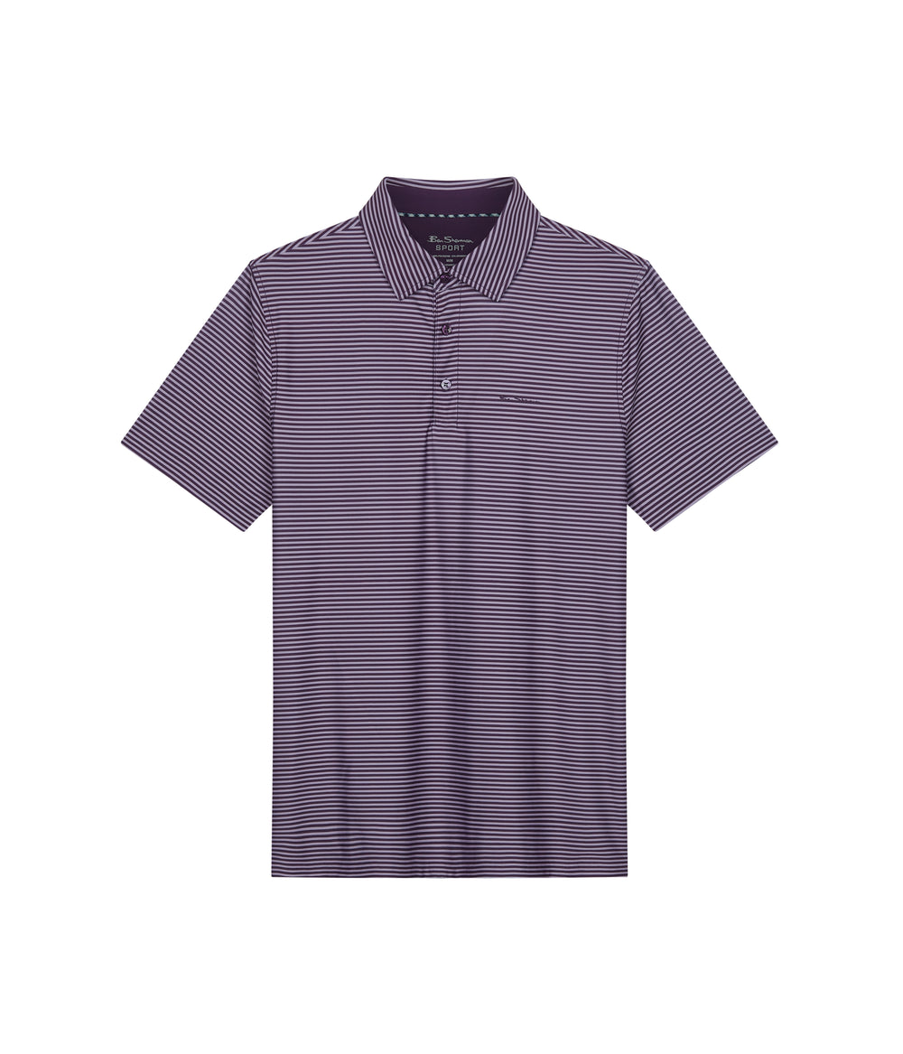 Camisa Polo Ben Sherman Mini Stripes Tech Jersey Sports Fit Roxo | HYGJ26059