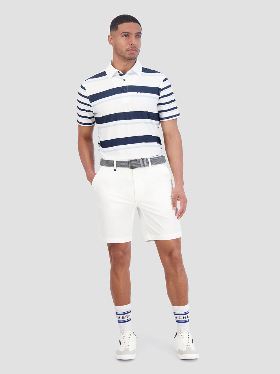 Camisa Polo Ben Sherman Mixed Mod Stripes Tech Jersey Sports Fit Azuis | DFKH37965