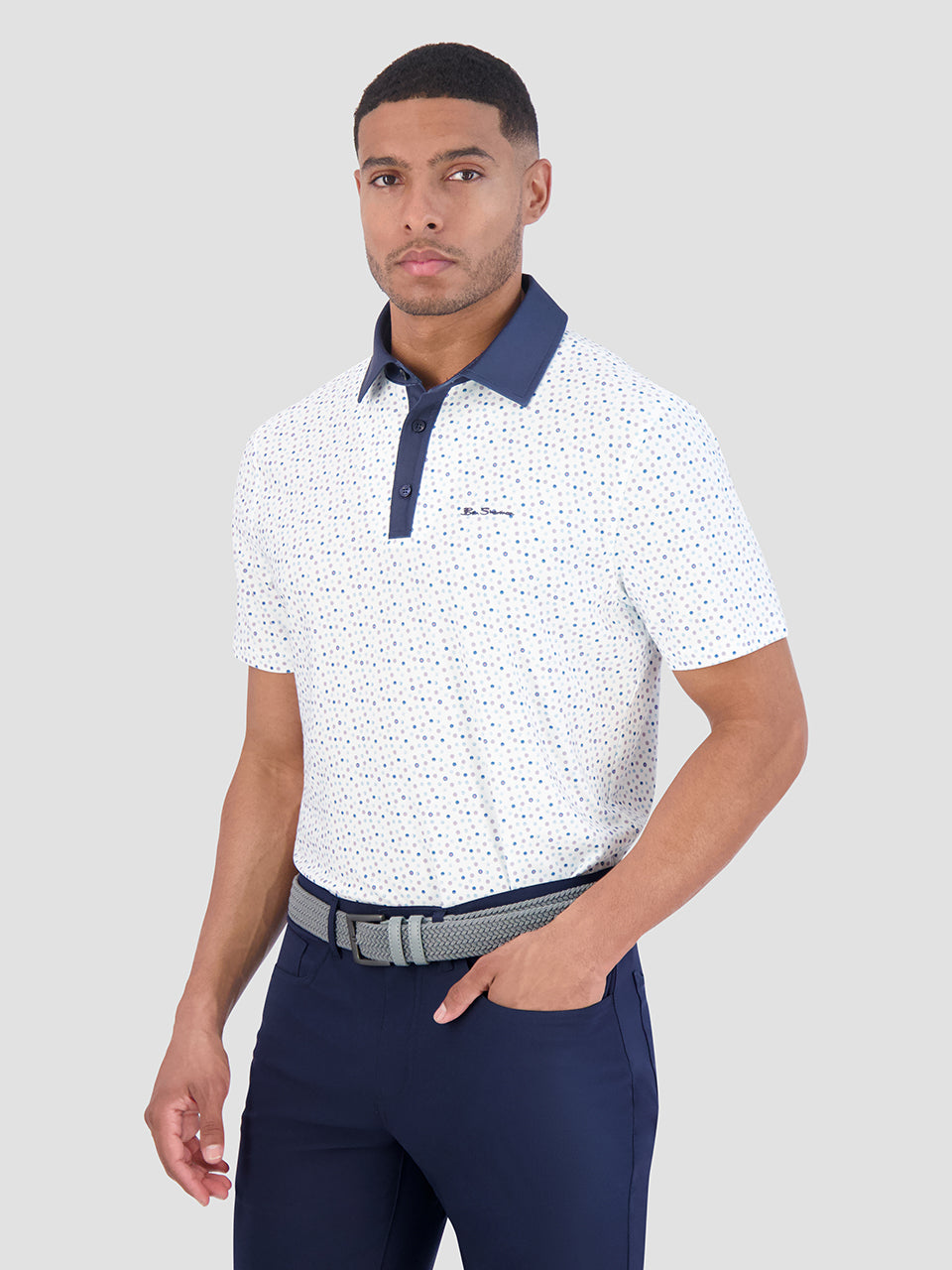 Camisa Polo Ben Sherman Polka Dots Tech Jersey Sports Fit Branco | YXDP25781