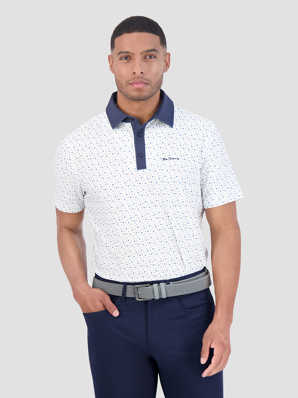 Camisa Polo Ben Sherman Polka Dots Tech Jersey Sports Fit Branco | YXDP25781