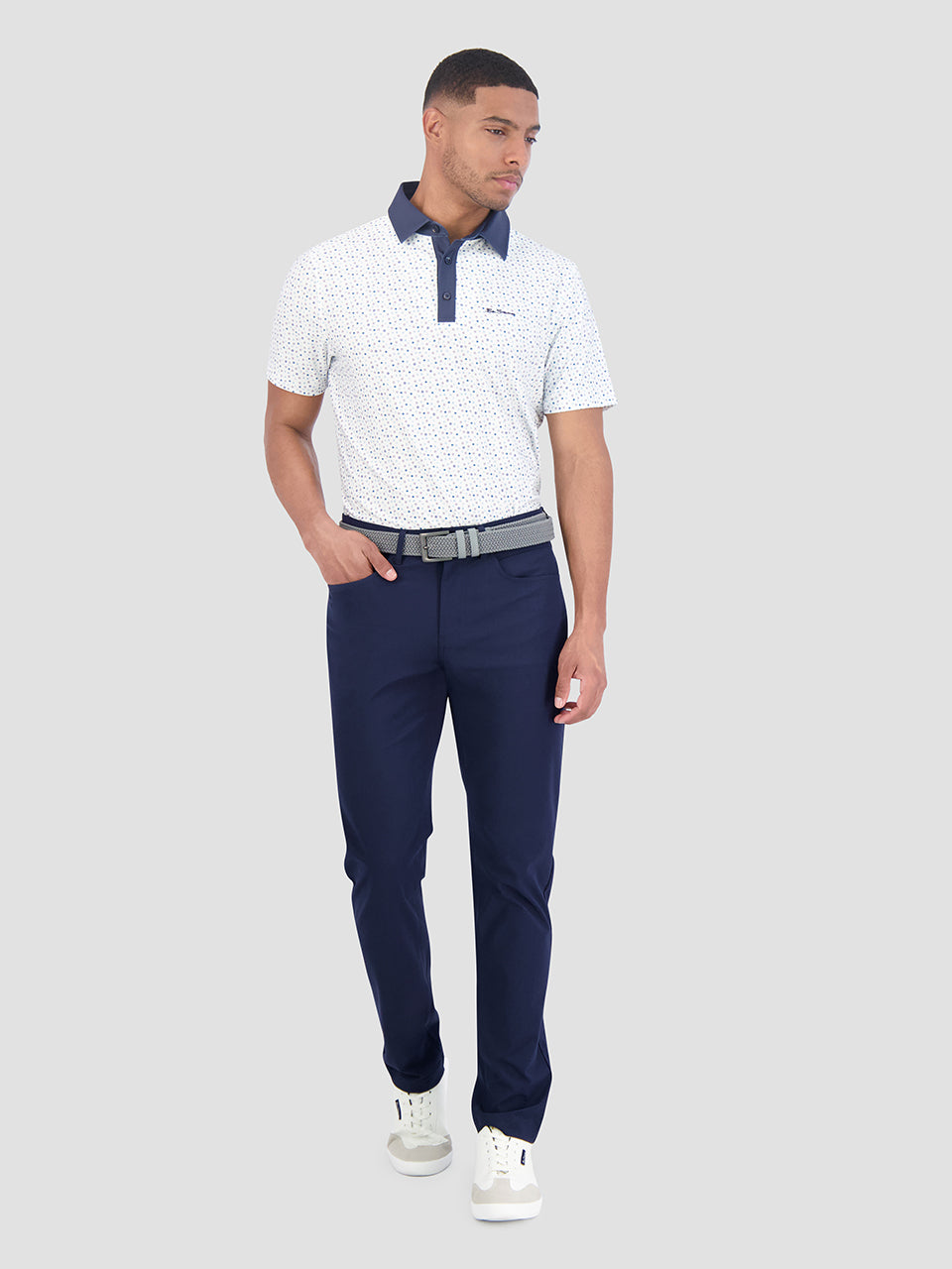 Camisa Polo Ben Sherman Polka Dots Tech Jersey Sports Fit Branco | YXDP25781