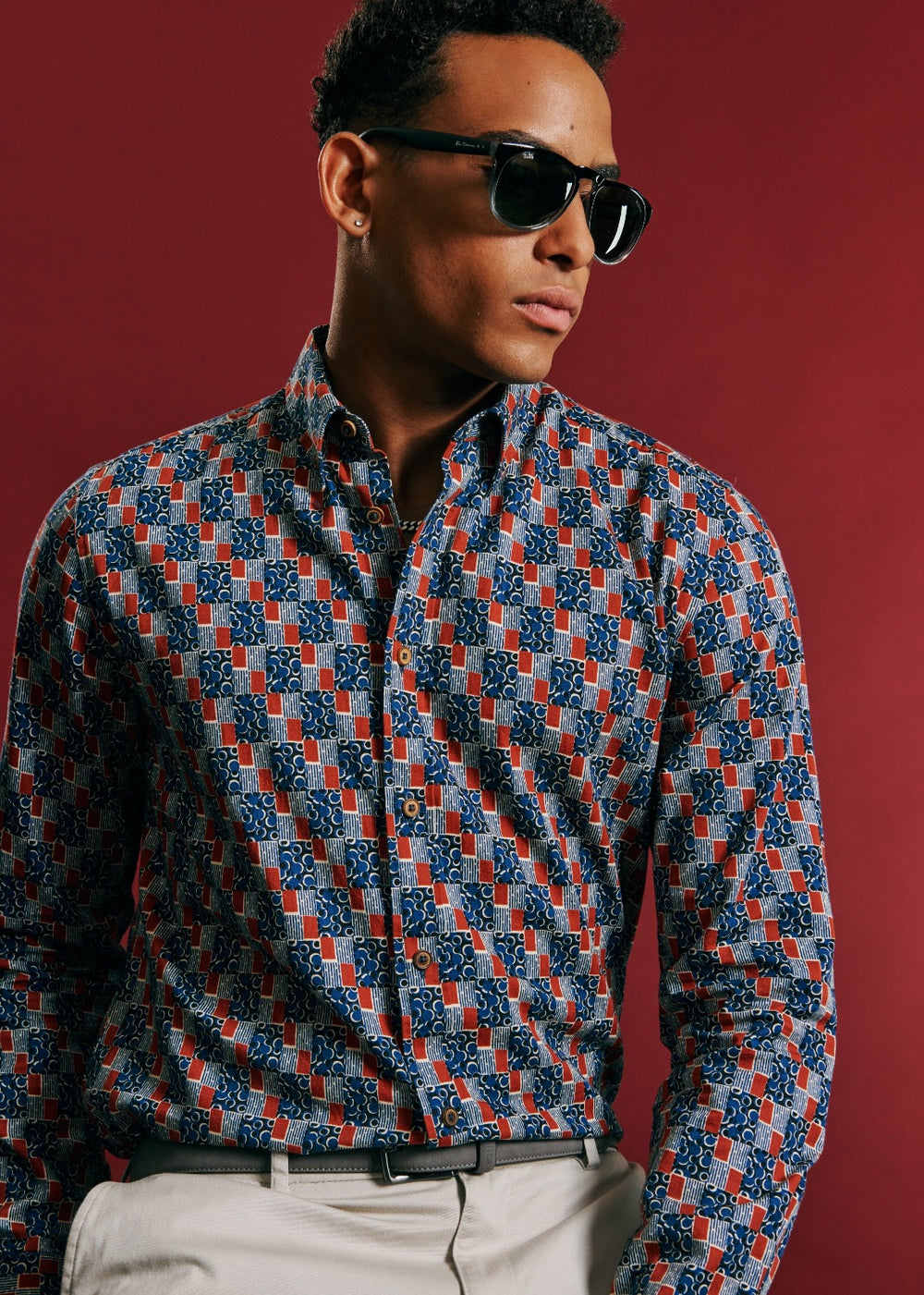 Camisas Ben Sherman 1950s Checkerboard Azul Anil | IEGN80271