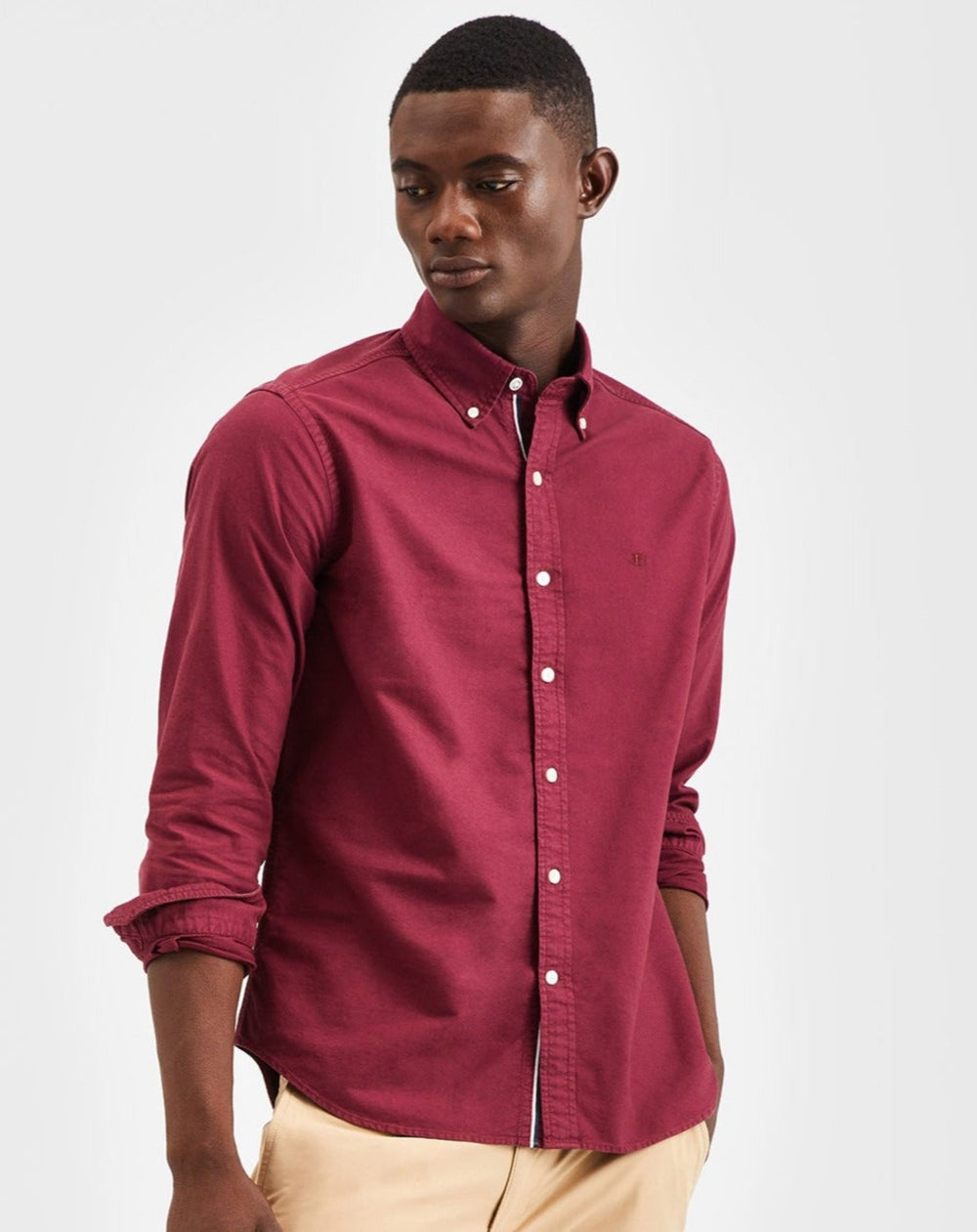 Camisas Ben Sherman Beatnik Oxford Garment Dye Bordeaux | MYFQ13278