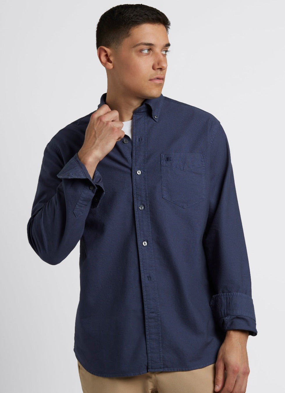 Camisas Ben Sherman Beatnik Oxford Garment Dye Azul Anil | QKFX98263