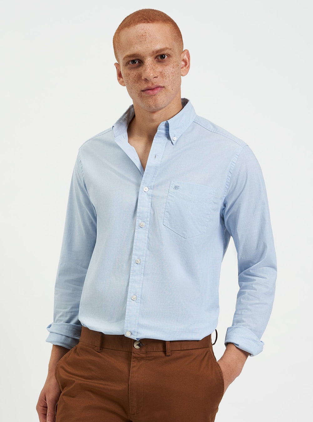 Camisas Ben Sherman Beatnik Wash Long-Sleeve Azuis | JYEF57490