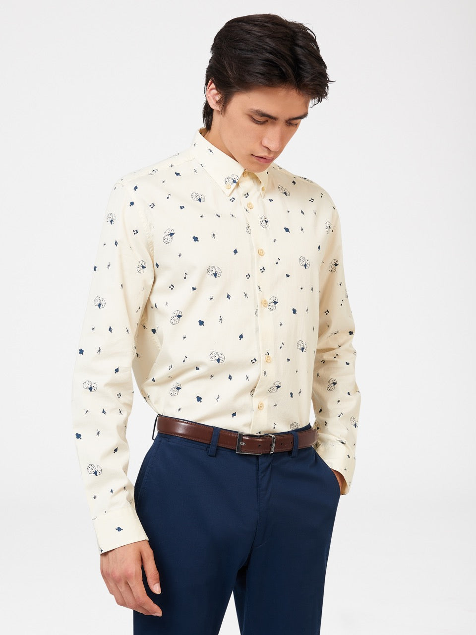 Camisas Ben Sherman Conversational Icon Branco | CALI50428