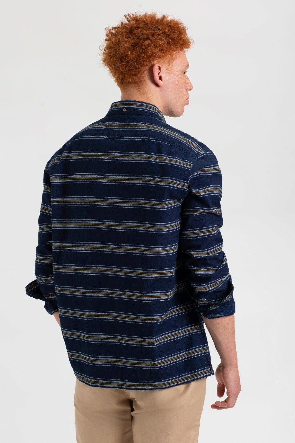 Camisas Ben Sherman Dalston Blues Long Sleeve Indigo Stripe Azul Anil | IGVF63589