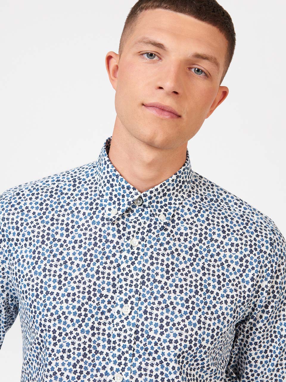 Camisas Ben Sherman Ditsy Floral Print Long Sleeve Branco | AYFC30542