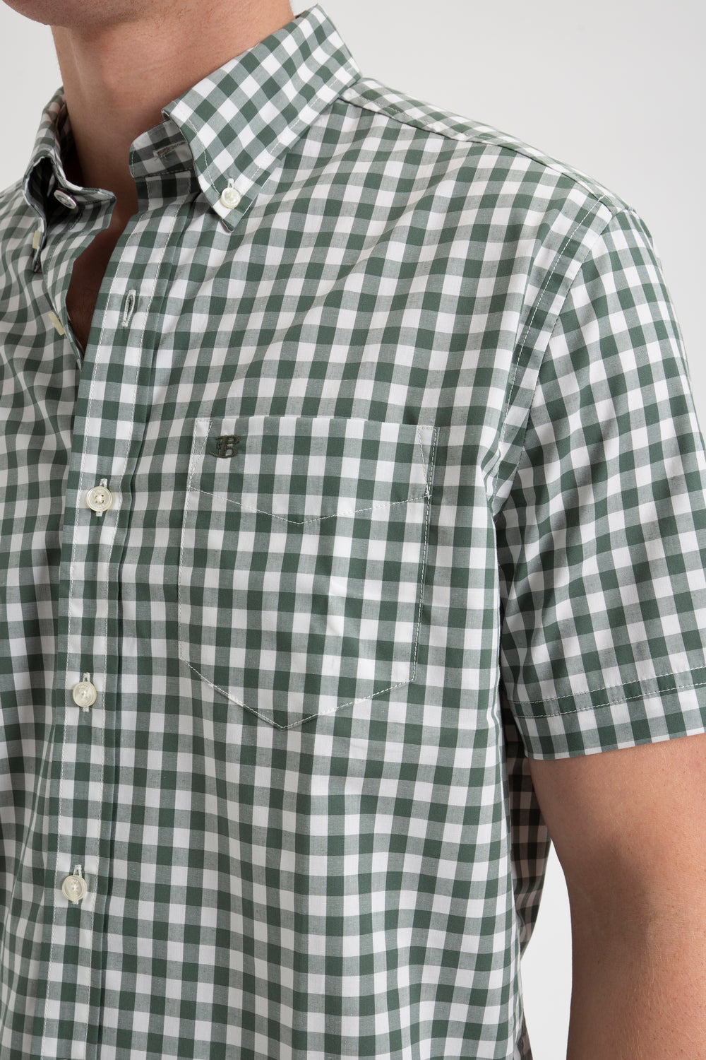 Camisas Ben Sherman House Poplin Gingham Verde Oliva | KAGY47059