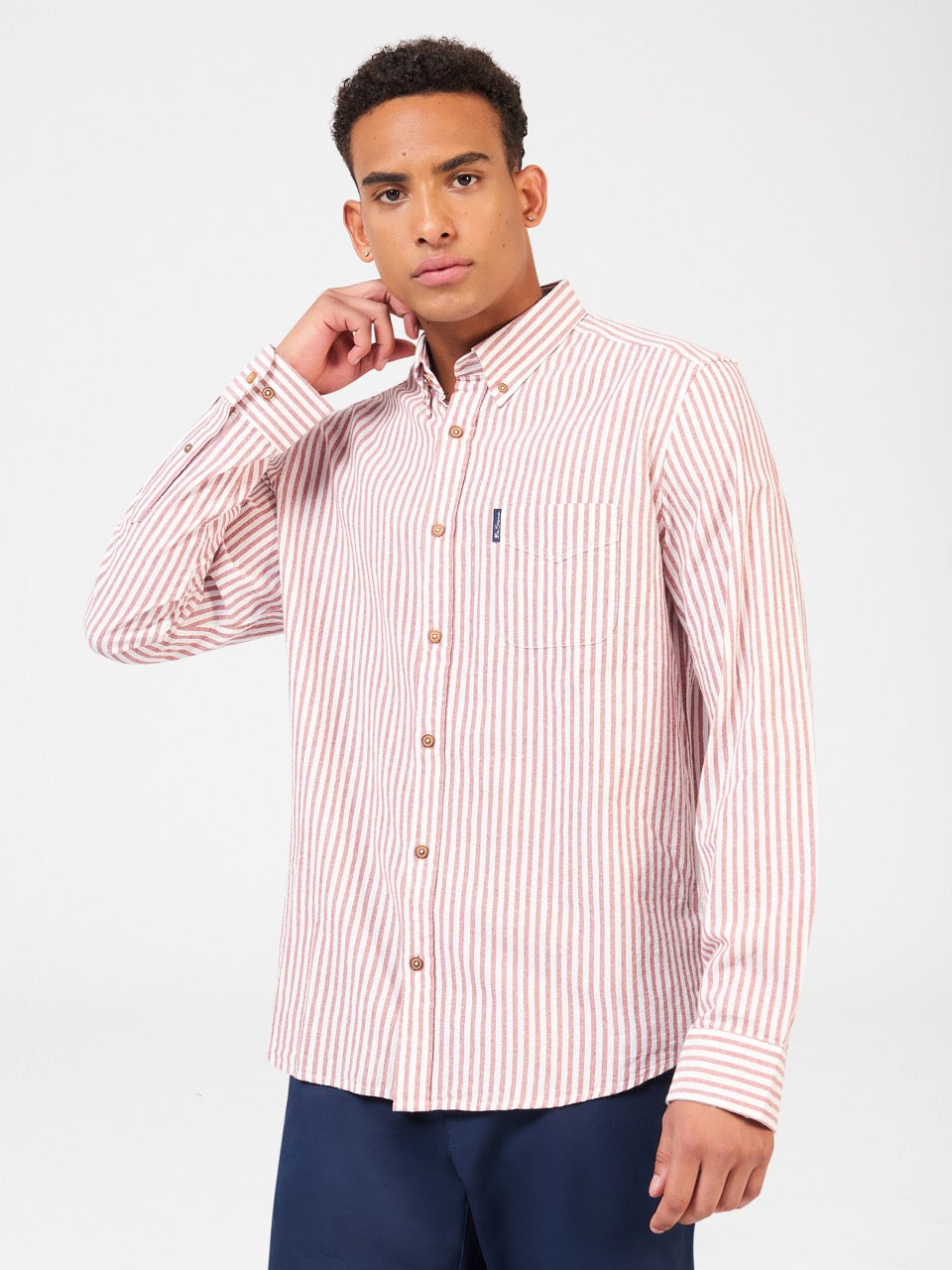 Camisas Ben Sherman Recycled Cotton Oxford Stripe Laranja | KNGP48906