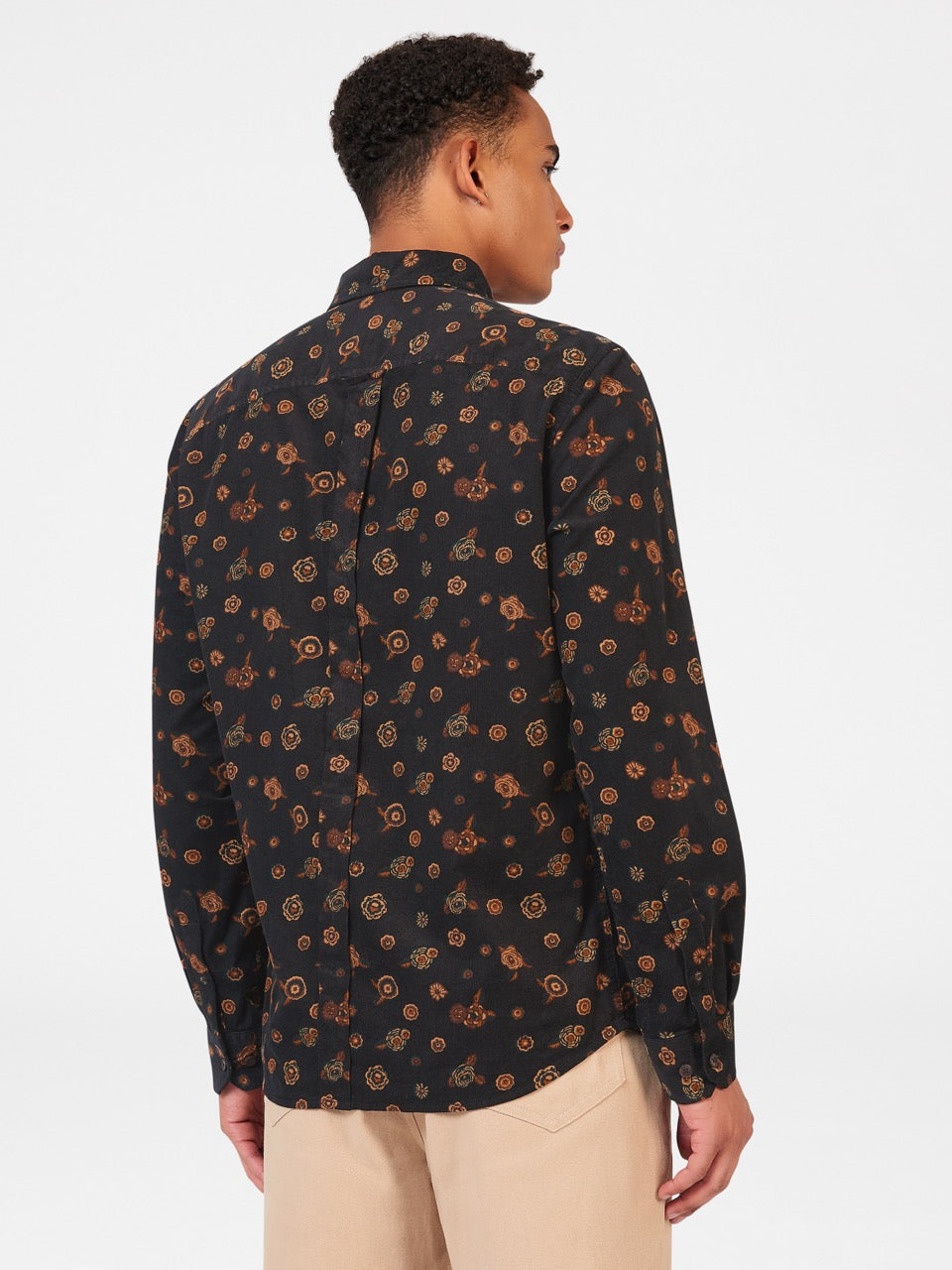 Camisas Ben Sherman Retro Floral Print Corduroy Pretas | KSBF28476