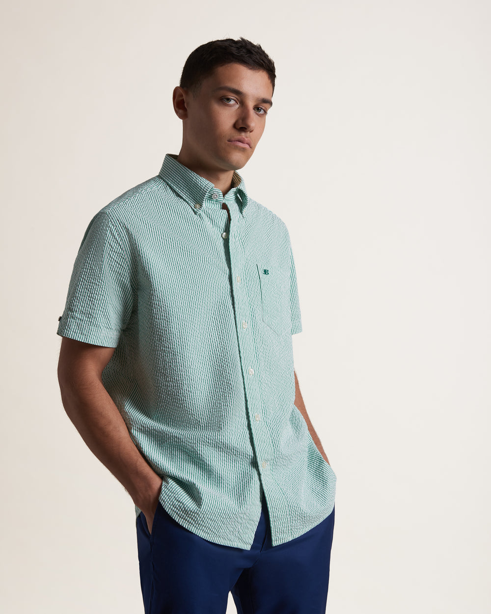 Camisas Ben Sherman Seersucker Bengal Stripe Verdes | MCTS60431