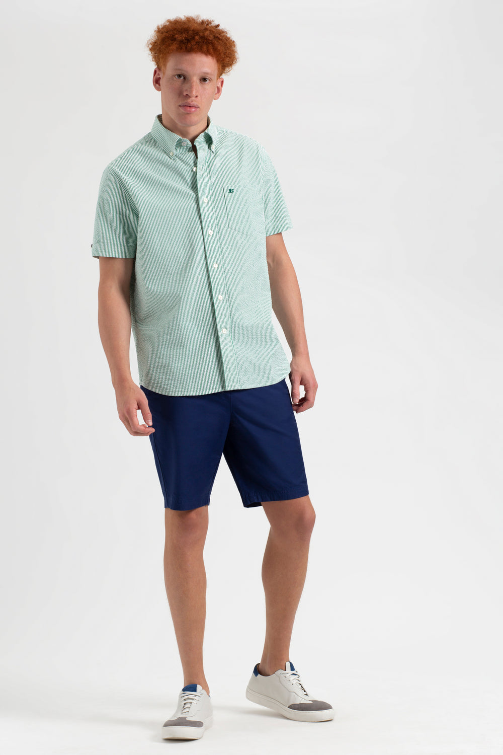 Camisas Ben Sherman Seersucker Bengal Stripe Verdes | MCTS60431