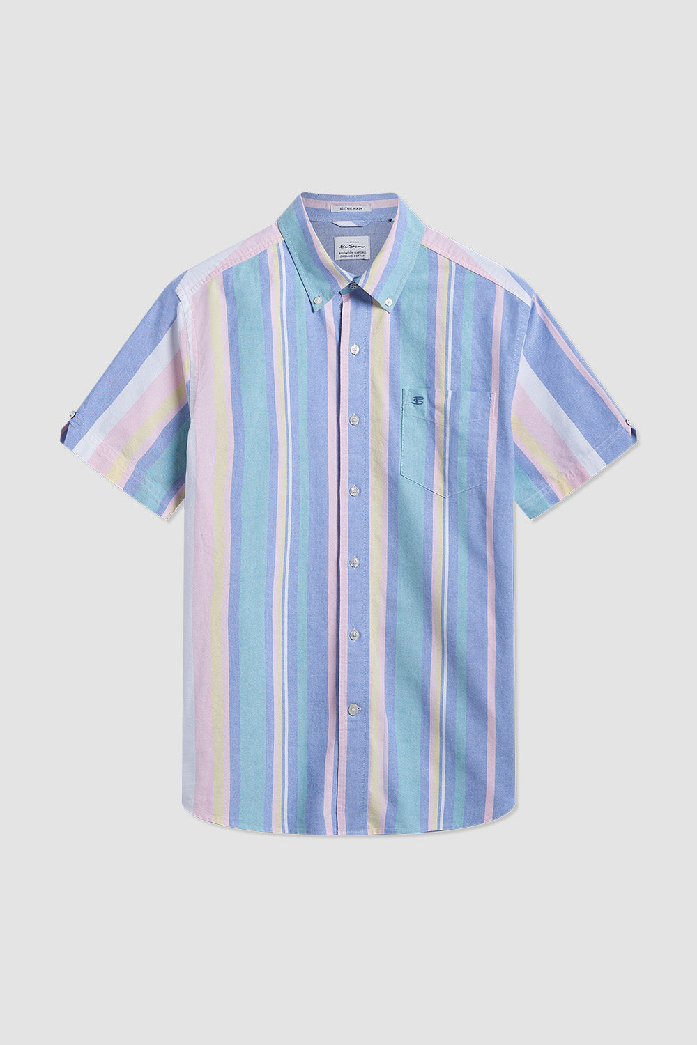 Camisas Ben Sherman Short Sleeve Brighton Oxford Organic Stripe Multicoloridas | USIH78302