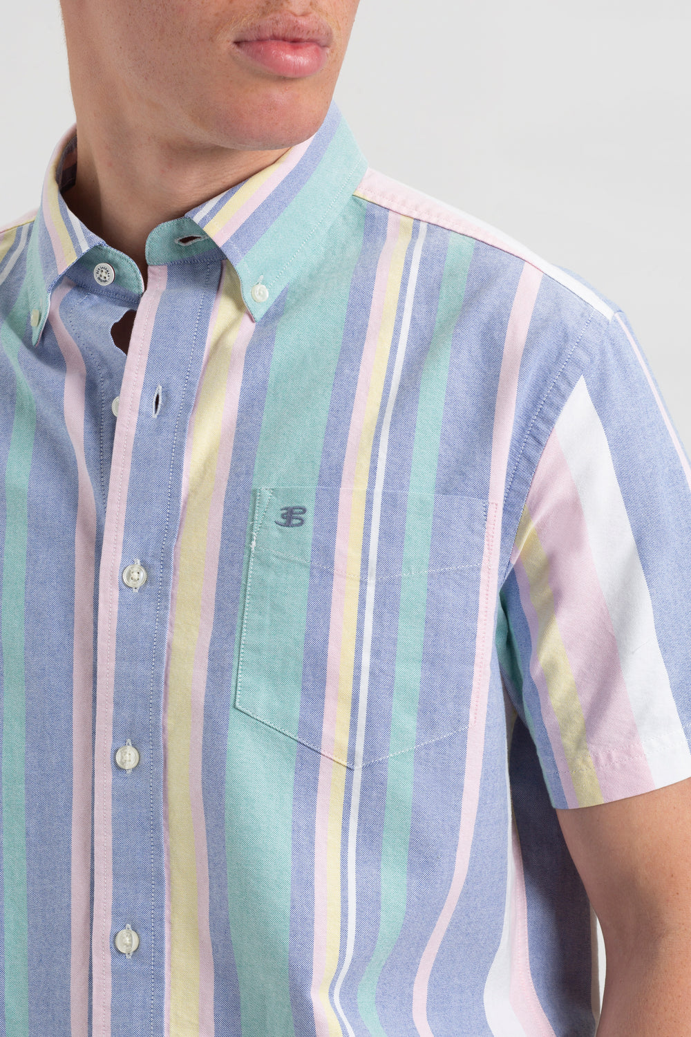 Camisas Ben Sherman Short Sleeve Brighton Oxford Organic Stripe Multicoloridas | USIH78302